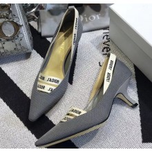Dior Heel 6.5cm J'Adior and Double Ribbon Pumps Technical Canvas Gray 2019