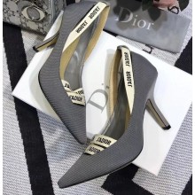 Dior Heel 9.5cm J'Adior and Double Ribbon Pumps Technical Canvas Gray 2019