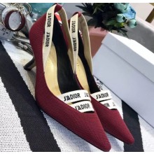Dior Heel 6.5cm J'Adior and Double Ribbon Pumps Technical Canvas Burgundy 2019