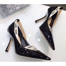 Dior Heel 9.5cm J'Adior and Double Ribbon Pumps Patent Black 2019
