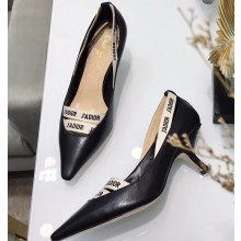 Dior Heel 6.5cm J'Adior and Double Ribbon Pumps Leather Black 2019