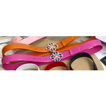 Chanel Width 3cm Crystal and Pearl Buckle Leather Belt Orange and Fuchsia