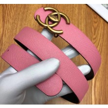 Chanel Width 3cm Logo Buckle Leather Belt Pink