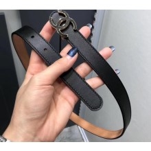 Chanel Width 2cm CC Logo Buckle Leather Belt Black