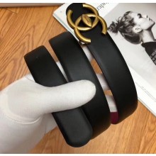 Chanel Width 3cm Logo Buckle Leather Belt Smooth Black