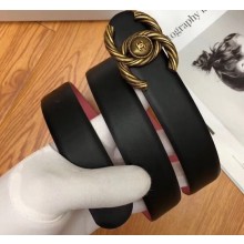 Chanel Width 3cm Braided CC Logo Buckle Leather Belt Black/Pink
