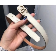 Chanel Width 2cm CC Logo Buckle Leather Belt White