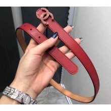 Chanel Width 2cm CC Logo Buckle Leather Belt Red