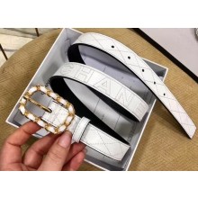 Chanel Width 2.5cm Chain Buckle Quilting Leather Belt White
