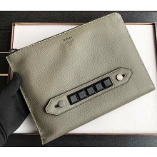 Fendi Roman Leather Pouch Clutch Bag