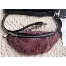 Alexander Wang Attica Fanny Pack Mini Bag with Pink Crystal Rhinestone Chain 2019