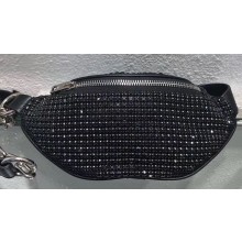 Alexander Wang Attica Fanny Pack Mini Bag with Black Crystal Rhinestone Chain Mesh 2019