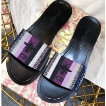 Dior Mules Slipper Sandals in Embroidered Cotton Purple 2019