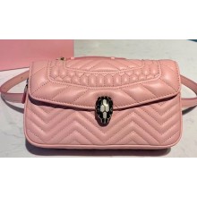 Bvlgari Serpenti Forever Belt Bag in Quilted Chevron Leather Pink 2019