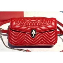 Bvlgari Serpenti Forever Belt Bag in Quilted Chevron Leather Red 2019