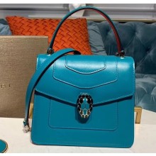 Bvlgari Serpenti Forever 18cm Crossbody Top Handle Bag Turquoise/Red 2019