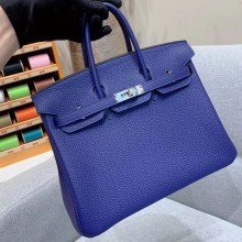 Hermes Birkin 25cm Bag in Original Togo Leather Blue