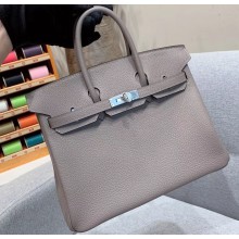 Hermes Birkin 25cm Bag in Original Togo Leather Light Gray