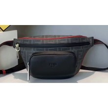 Fendi FF Logo Fabric Small Belt Bag Black/Red Piping 2019