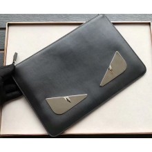 Fendi Bag Bugs Metal Eyes Pouch Clutch Bag Black