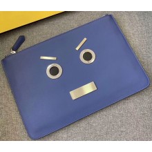 Fendi Bag Bugs Slim Pouch Clutch Bag Blue