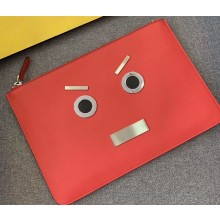 Fendi Bag Bugs Slim Pouch Clutch Bag Red