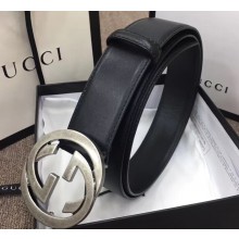 Gucci Width 4cm Leather Belt Black with Interlocking G Buckle