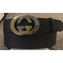Gucci Width 4cm Leather Belt Coffee with Gold/Silver Interlocking G Buckle