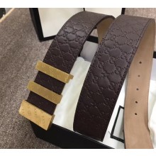 Gucci Width 3.8cm Signature Leather Belt Coffee with Logo Buckle