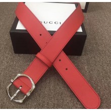 Gucci Width 4cm Leather Belt Red with Square Buckle