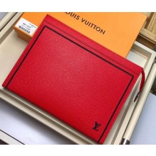 Louis Vuitton Pochette Voyage MM Bag Taiga Leather Outline M63397 Red/Black