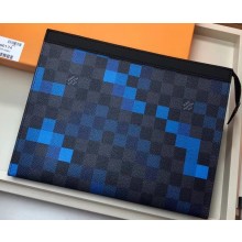 Louis Vuitton Pochette Voyage MM Bag Damier Graphite Canvas Pixel N60174 Blue