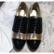 Chanel Glittered Fabric/Patent Calfskin Lace-Ups G34128 Metallic Gold 2019