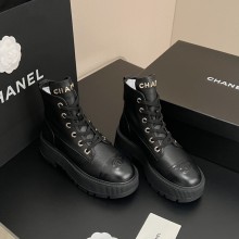 chanel lambskin quilting boots black 2023