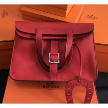Hermes Halzan Togo Calfskin Leather Bag Red