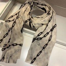 Louis Vuitton Chain Print Monogram Scarf 90x180cm Creamy 2019