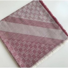 Gucci GG and Stripe Scarf 140x140cm Pink 2019