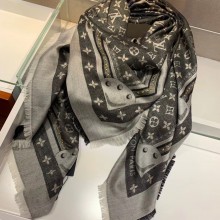Louis Vuitton Studdy Denim Monogram Shawl Scarf 140x140cm Gray 2019