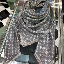Gucci Pastel Rainbow GG Jacquard Shawl Scarf 558274 130x130cm Gray 2019