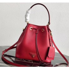 Prada Saffiano Leather Bucket Bag 1BZ032 Red