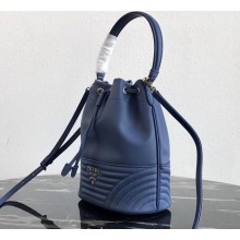 Prada Leather Bucket Bag 1BH038 Blue