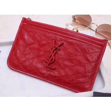 Saint Laurent Niki Bill Pouch Bag in Crinkled Vintage Leather 583577 Red