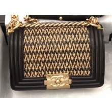 Chanel Lambskin Cotton Boy Flap Small Bag Black 2019