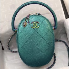Chanel Grained Metallic Lambskin with Rainbow Metal Camera Case Bag AS0765 Green 2019