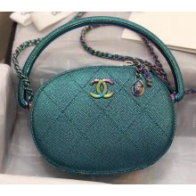 Chanel Grained Metallic Lambskin with Rainbow Metal Mini Camera Case Bag AS0764 Green 2019