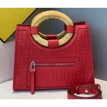 Fendi Leather Small Runaway Shopper Bag FF Logo Red