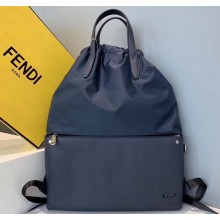 Fendi Bag Bugs Nylon and Leather Drawstring Backpack Bag Blue 2019