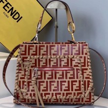 Fendi Small Runaway Shopper Bag FF Logo Braided Red