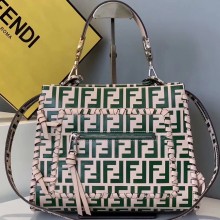 Fendi Small Runaway Shopper Bag FF Logo Braided Green
