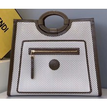 Fendi Perforated Large Runaway Shopper Bag White 2019